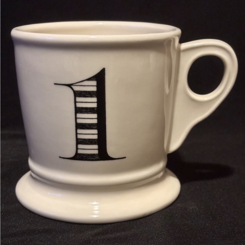 Anthropologie Number 1 Mug White With Black Number Pre-Owned